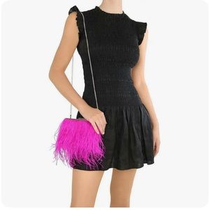 Olga Berg ESTELLE Pink Feather Clutch in PINKS Bag